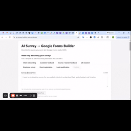 AI Survey → Google Forms Builder